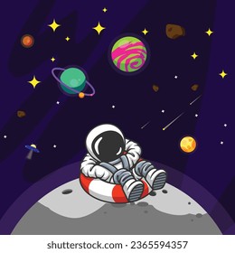 Astronaut Laydown On Moon View
