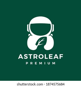astronaut leaf logo vector icon illustration