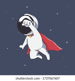 Astronaut like a superhero flies in space.Vector illustration