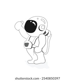 Astronaut Line Art Illustration Vector