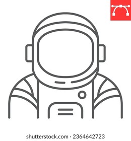 Astronaut line icon, cosmos and spaceman, cosmonaut vector icon, vector graphics, editable stroke outline sign, eps 10.