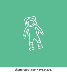Astronaut Line Icon On Green Background