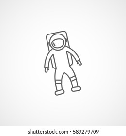Astronaut Line Icon On White Background