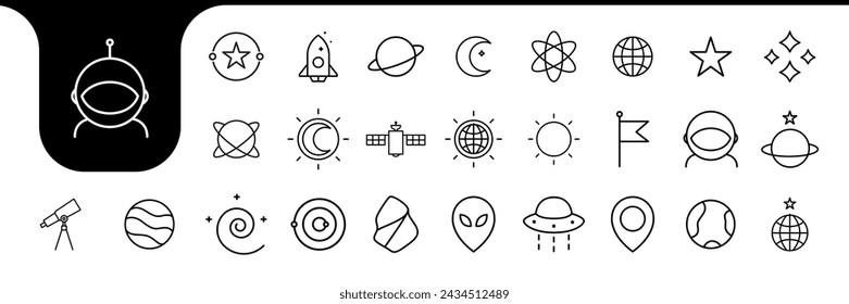 astronaut line icon set collection design vector