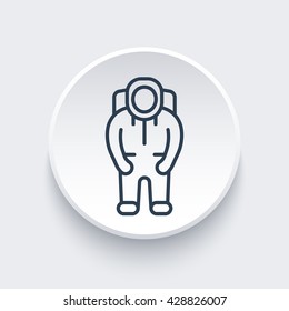 Astronaut line icon, space suit pictogram, linear icon on round 3d shape, vector illustration