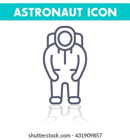 Astronaut line icon, space suit, astronaut vector pictogram, linear icon isolated on white, vector illustration