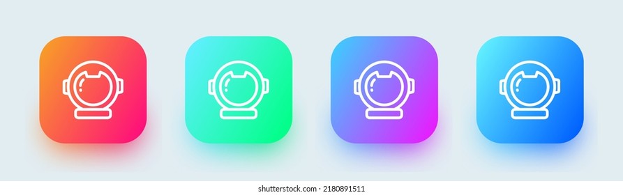 Astronaut line icon in square gradient colors. Spaceman helmet signs vector illustration.