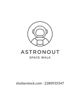 Astronaut line logo icon design template flat vector