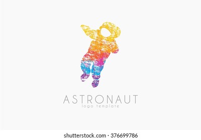 Astronaut logo. Colorful logo. Grunge slyle logotype. Space concept logo. Creative logo