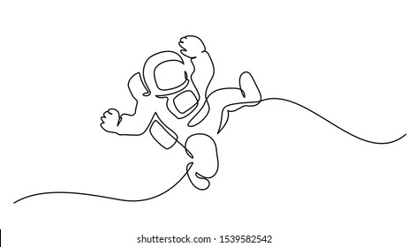 Astronaut logo. Continuous one line drawing. Vector illustration