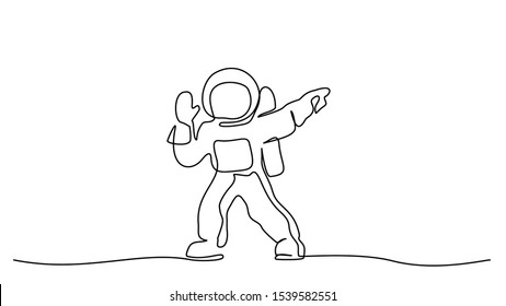 Astronaut logo. Continuous one line drawing. Vector illustration