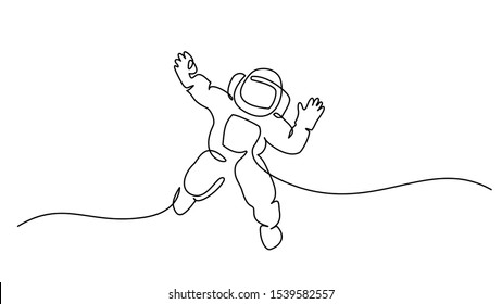 Astronaut logo. Continuous one line drawing. Vector illustration