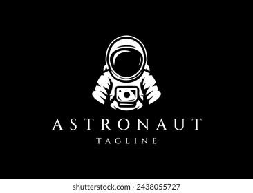Astronaut Logo Design Vektor-Symbol flache Illustration