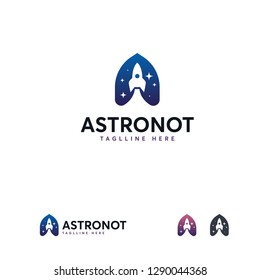 Astronaut logo designs template, A-Initial Space logo designs, Rocket logo template