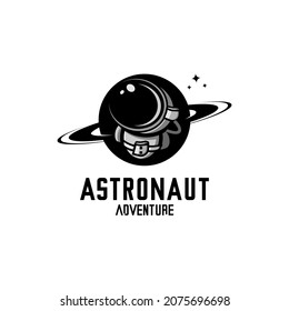 astronaut logo illustration vector, cute logo, planet vector