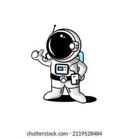 astronaut logo illustration vector, cute logo, planet vector	