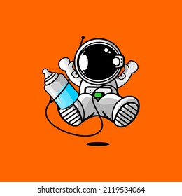 astronaut logo illustration vector, cute logo, planet vector	
