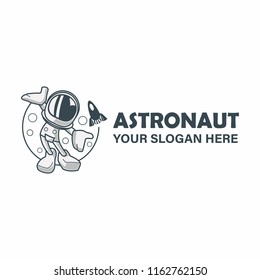 astronaut logo isolated on white background. vector illustration