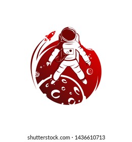 Astronaut logo and a planet.
Logo that can be applied to any media