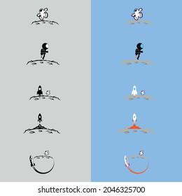 Astronaut logo template design. Astronaut Flying Cartoon Vector Icon Illustration.