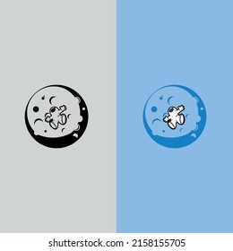 Astronaut logo template design. Astronaut Flying Cartoon Vector Icon Illustration.