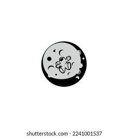 Astronaut logo template design. Astronaut Flying Cartoon Vector Icon Illustration.
