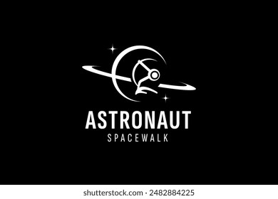 astronaut logo vector icon illustration