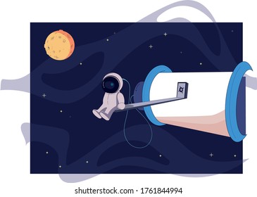 astronaut looks at his house