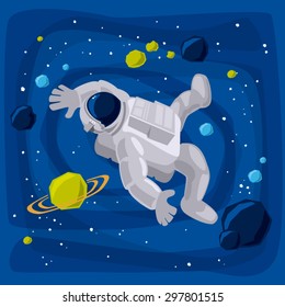Astronaut lost in space - Vector illustration