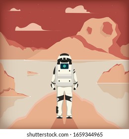 Astronaut lost in the stranger planet.Concept art vector illustration EPS.10 
