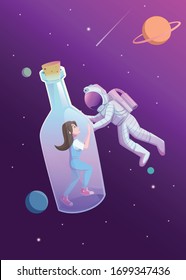 astronaut love illustration art - file vector