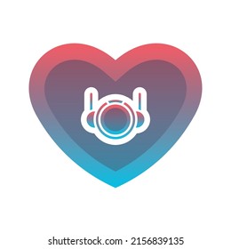 astronaut love logo gradient design template icon