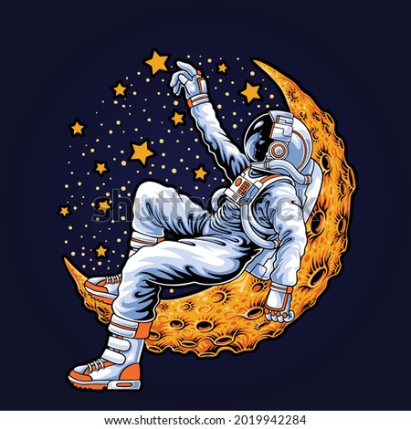 astronaut lying on the moon illustration