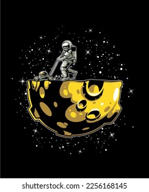 "Astronaut and machine" vector illustration design.
The design is suitable for use on t-shirts and posters