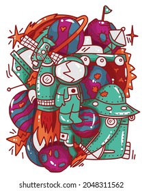 astronaut magnet design for tshirt 