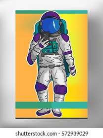 Astronaut making a selfie in the vector EPS 10