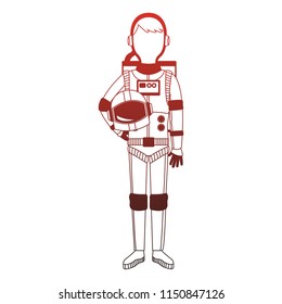 Astronaut male cartoon faceless red lines