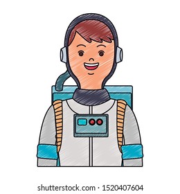 Astronaut male cartoon vector illustration graphic design