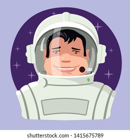 Astronaut man. Portrait in a helmet. Vector Isolated Graphic Design Illustration.
