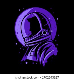 astronaut man silhouette vector illustration isolated on dark background