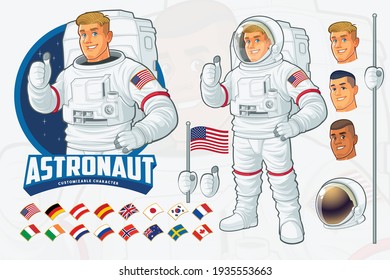 Astronaut Mascot Design Set with optional features