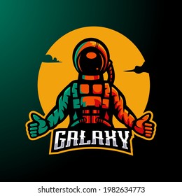 Astronaut mascot logo design vector with modern illustration concept style for badge, emblem and apparel. Galaxy for esport, team or gaming
