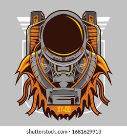 astronaut mecha robot illustration on light background