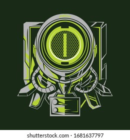 astronaut mecha vector illustration green design