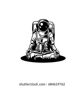 Astronaut meditating icon, space, relaxing, peace of mind, vector illustration