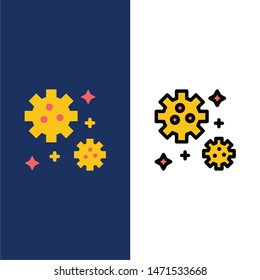 Astronaut, Meteor, Space  Icons. Flat and Line Filled Icon Set Vector Blue Background