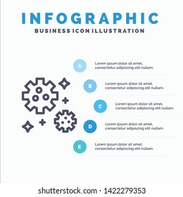 Astronaut, Meteor, Space Line icon with 5 steps presentation infographics Background