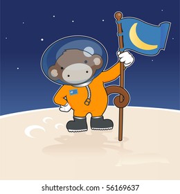 astronaut monkey at the moon