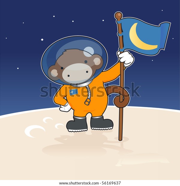 astronaut monkey at the\
moon