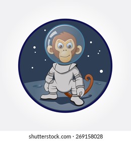 astronaut monkey at the moon, vector cartoon illustration